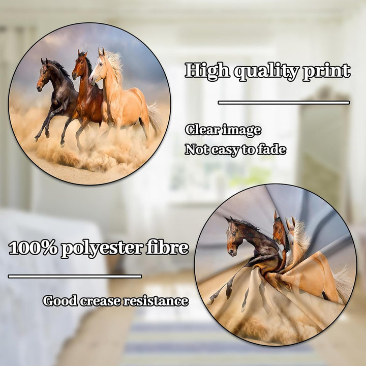Bettwäsche 135x200, 3D Pferde Tier Muster Bettwäsche-Sets mit Reissverschluss, Super Weiche Angenehm