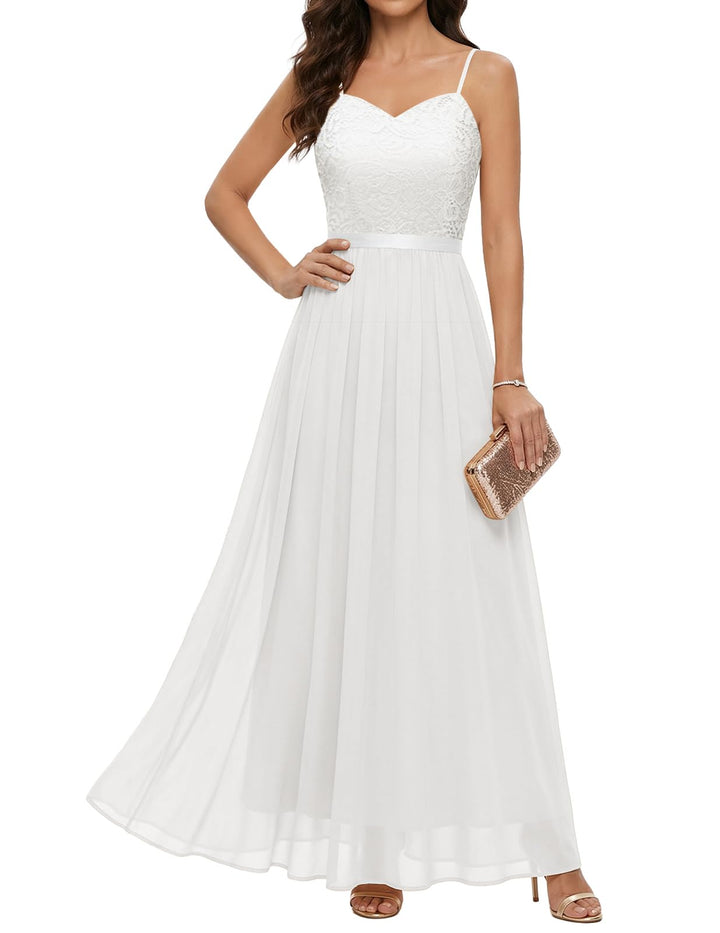 DRESSTELLS Abendkleider Elegant für Hochzeit Festlich Ballkleid Damen Lang Brautkleid Standesamt Bra