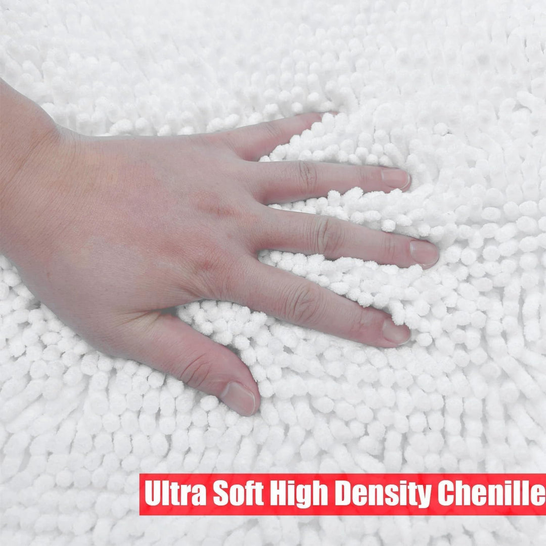Badvorleger Set 3-Teilig-Weiches Badematten Set mit Rutschfester, Chenille Saugfähige Badteppiche Se
