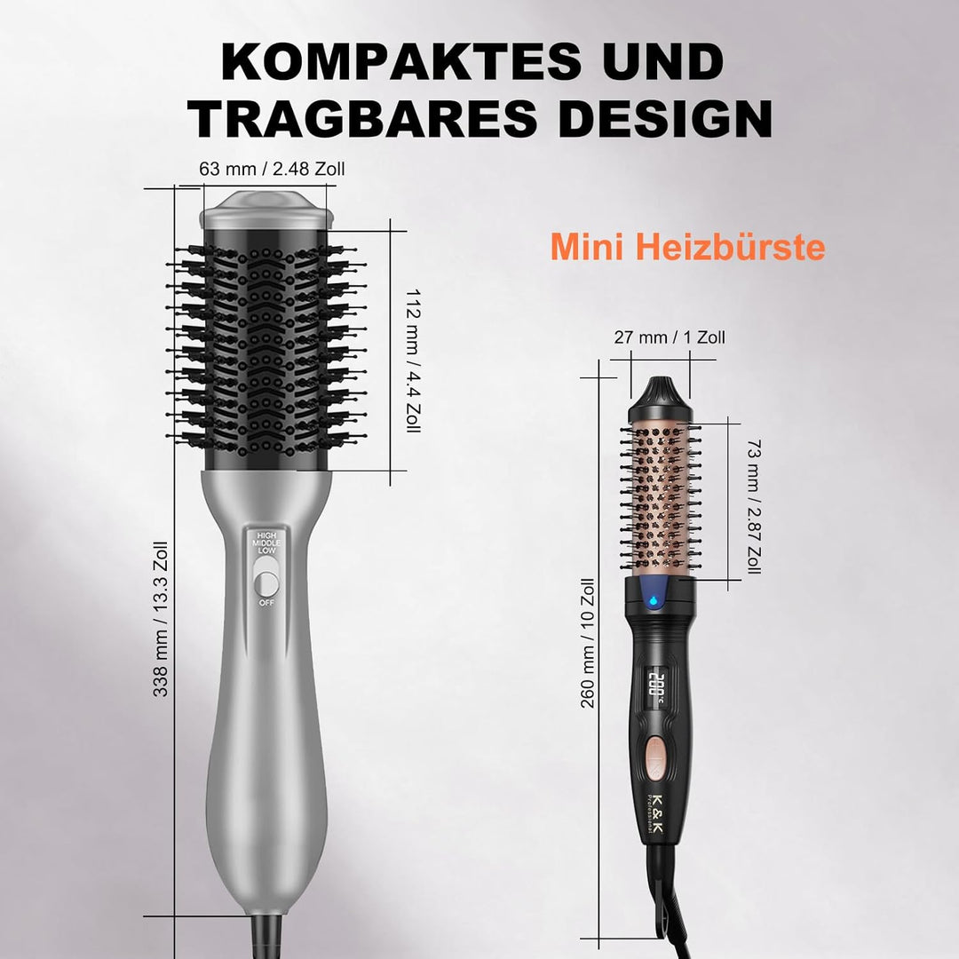 K&K Thermobürste Keratin Thermal Brush Protect Beheiztes Fass Heisse Haarbürste, Ionisch Glatt Schei