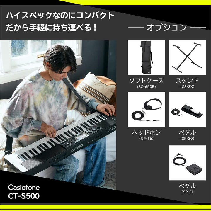 Casio CT-S500 CASIOTONE Top Keyboard mit Anschlagdynamik, Echtzeit-Controllern und Bluetooth Audio&M