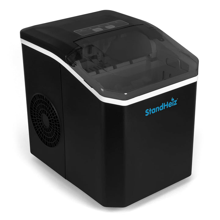 Eiswürfelmaschine Schwarz 12 kg / 24 h – Selbstreinigender Ice Maker mit 2 Grössen grosse Eiswürfel,