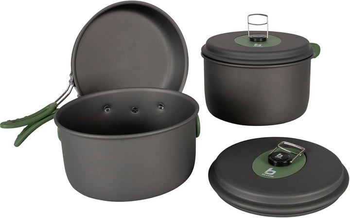 Bo-Camp Camping Kochset Explorer 3tlg Campinggeschirr Topf Pfanne Stapelbar Alu