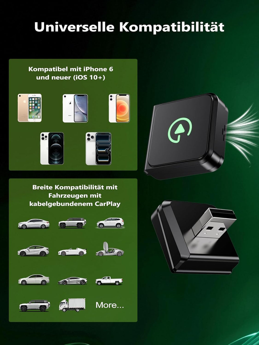 Wireless CarPlay Adapter Für iPhone: Aufgerüsteter Chip CarPlay Wireless Adapter – Mini, Zuverlässig