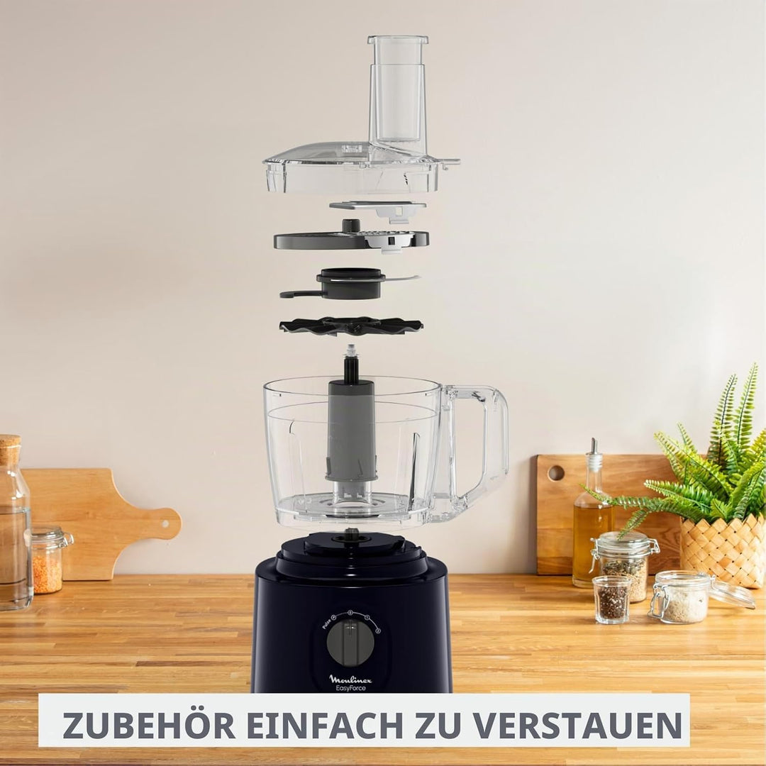 Moulinex Easy Force, Küchenmaschine und Mixer, 4 Zubehörteile, 15 Funktionen, 800 W Leistung, einfac