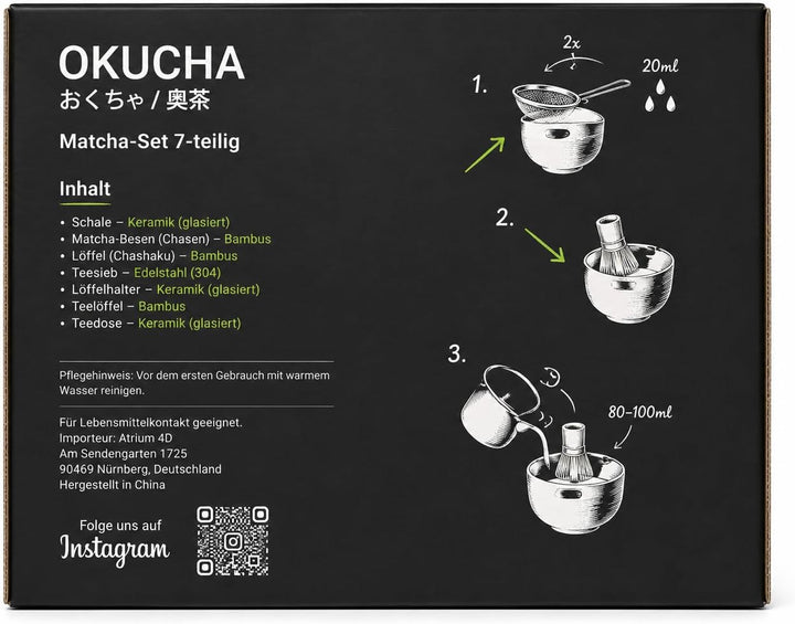 Matcha Set Handgedrehtes Macha Tea Set mit Bambus Matcha Besen, Keramik Matcha Schale, Löffel und Ha