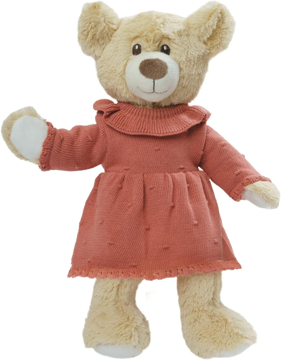 Heless 2490 - Puppenkleidung aus 100 % Bio-Baumwolle, Strickkleid in Pfirsich für Puppen und Kuschel