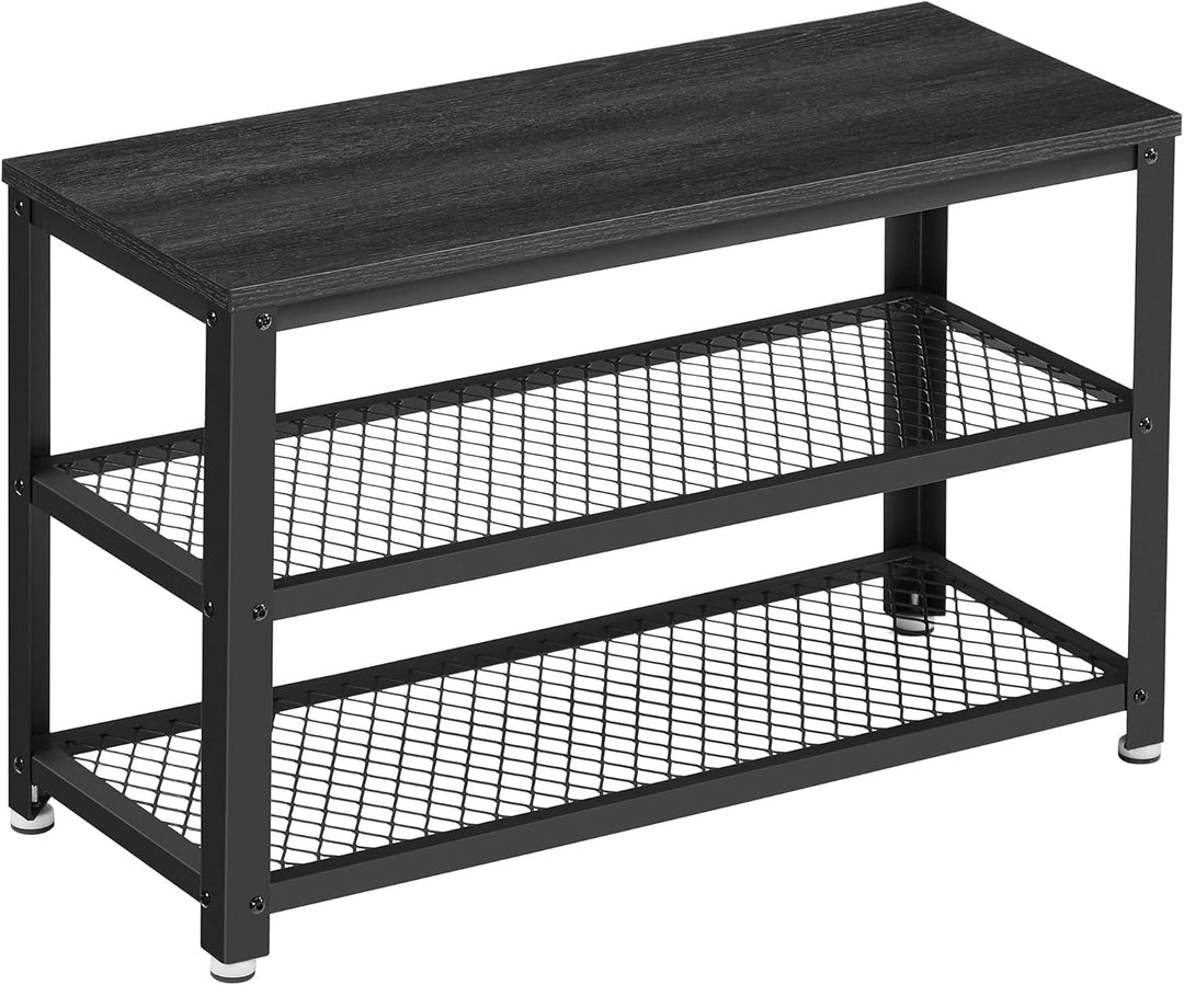 ACAZA Schuhbank, Schuhregal mit 3 Ebenen, Metallgestell, für Eingang, Wohnzimmer, Flur, 73 x 30 x 45
