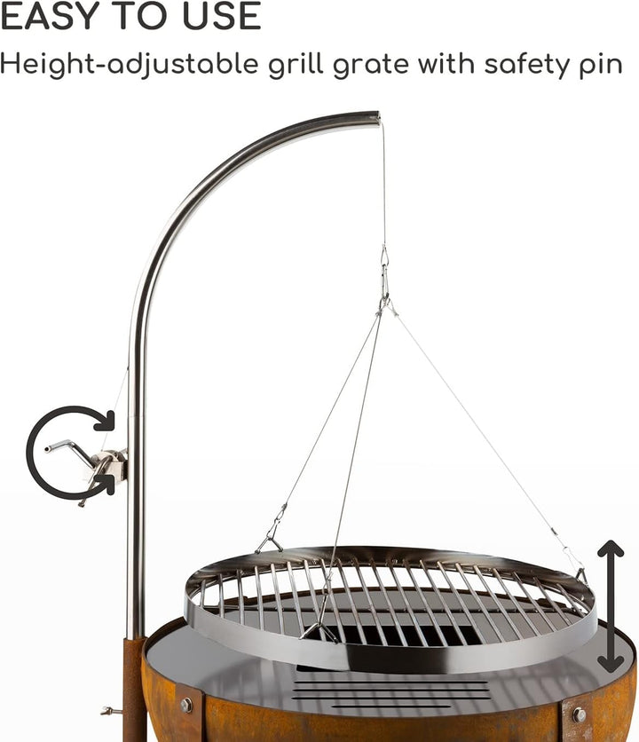 blumfeldt Fire Globe Feuerschale mit Grill, Grillring: Ø 59cm, Feuerschale: Ø 60cm, Grillrost: Ø 59c