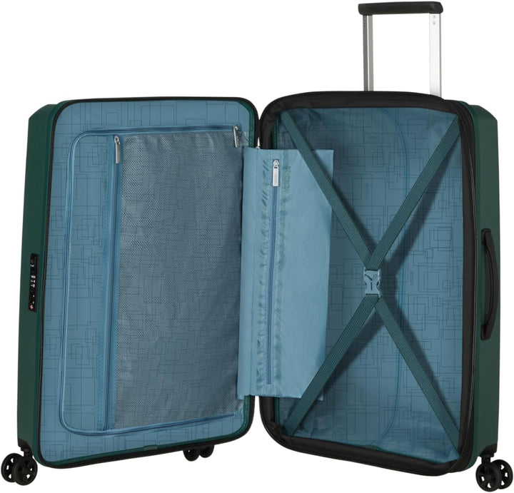 American Tourister Aerostep - Spinner M, Erweiterbarer Koffer, 67 cm, 66.5/72.5 L, Grün (Dark Forest