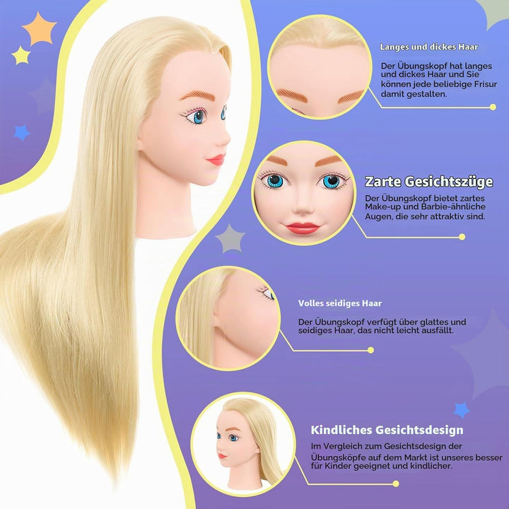 Neverland Frisierkopf Echthaar 20 Zoll 100% Synthetisches Haar Trainingsköpfe für Friseure frisurenk