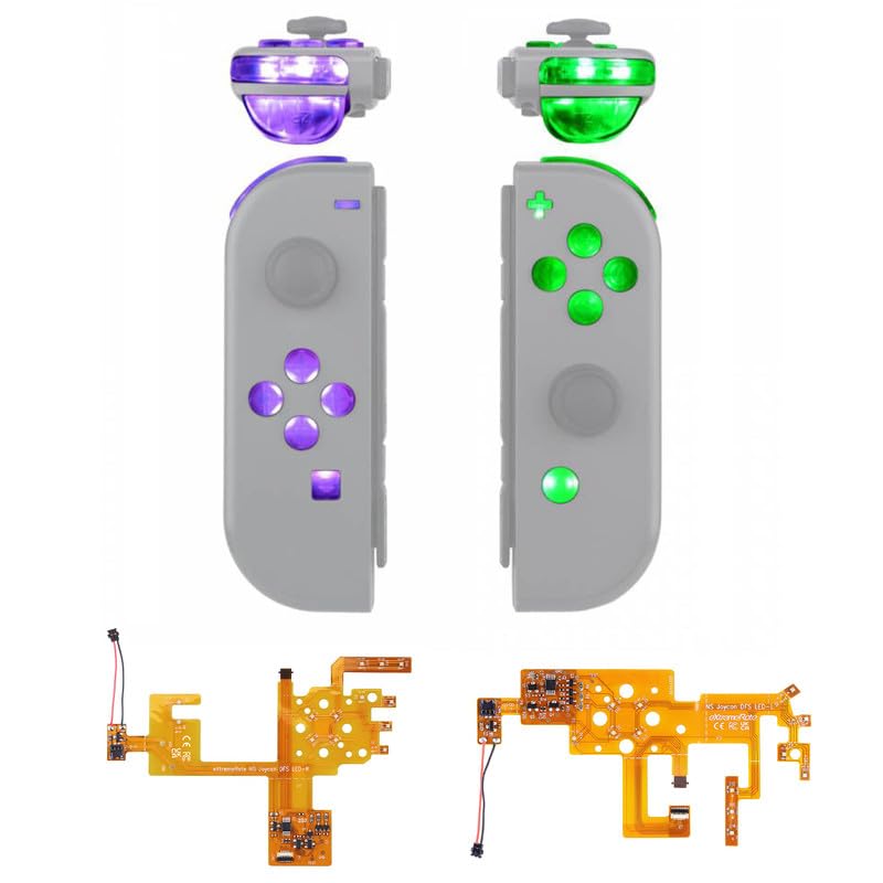 eXtremeRate LED Tasten Set für NS Switch Joycon,Leuchttaste ABXY Knöpfe Tasten Trigger Button DFS LE