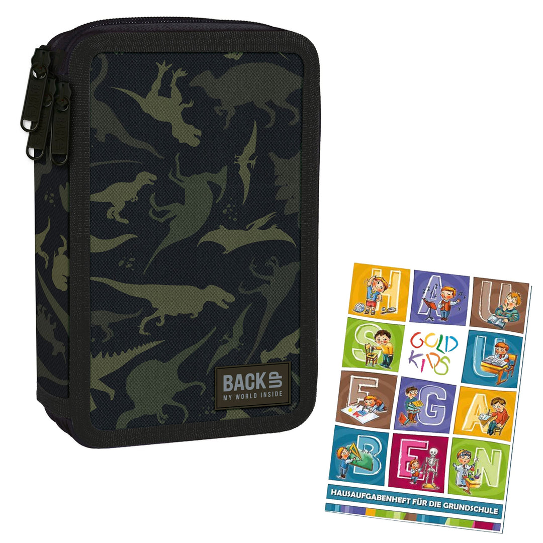 Goldkids Federtasche 3-fache Federmappe Federmäppchen 43-teilig gefüllte Schüleretui Stifte und Pins