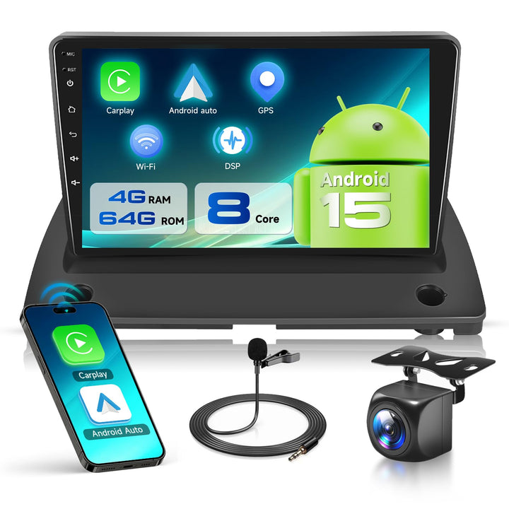 8 Kern 4G+64G Autoradio Android 15 für Volvo XC90 2004-2013, 9'' 1280*720P HD IPS Touchscreen Auto R