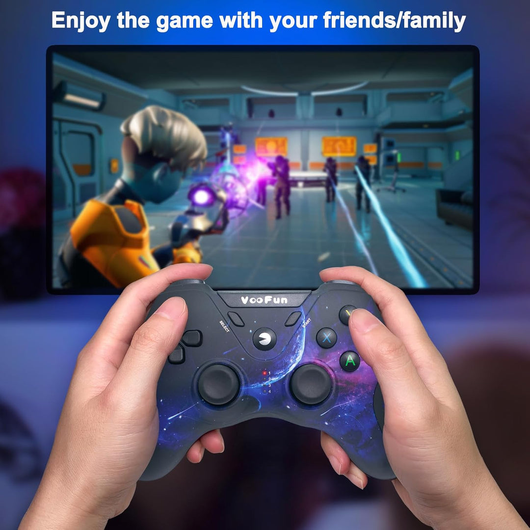 VooFun PC Controller Wireless, Gamepad für PC PS3 Controller mit Dual-Vibration, 2.4g Wireless Gamin