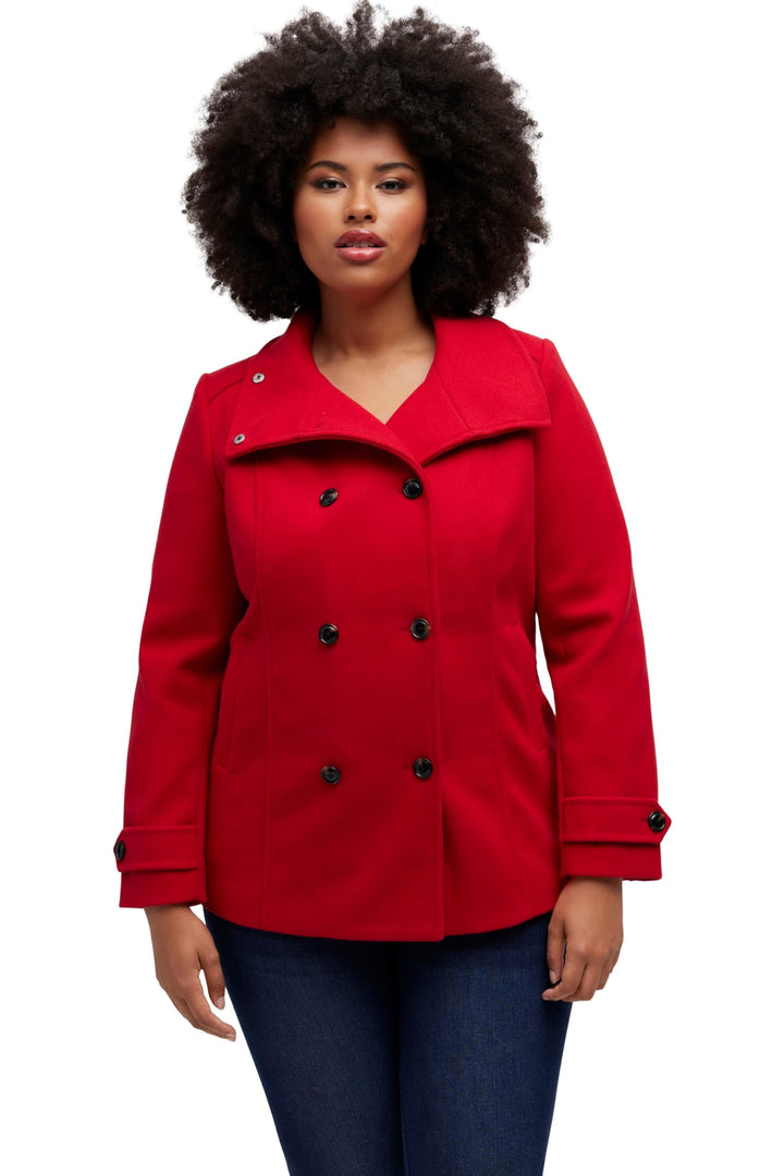 Ulla Popken Damen grosse Grössen Übergrössen Plus Size Jacke, doppelreihig, Stehkragen/Klappkragen 8