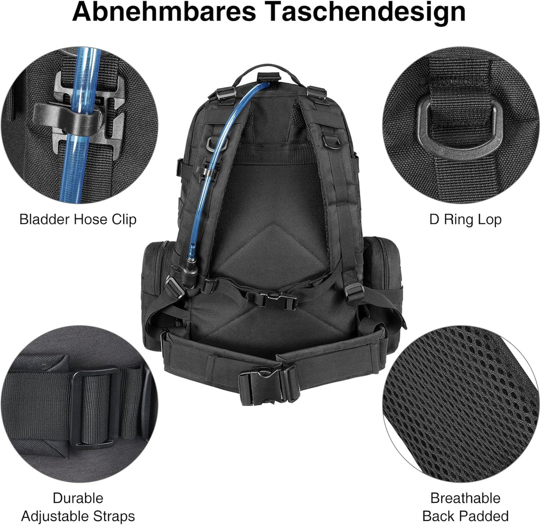 Taktischer Rucksack, 60L Militär Armee Rucksack, grosser Survival Molle Tagesrucksack für Herren und