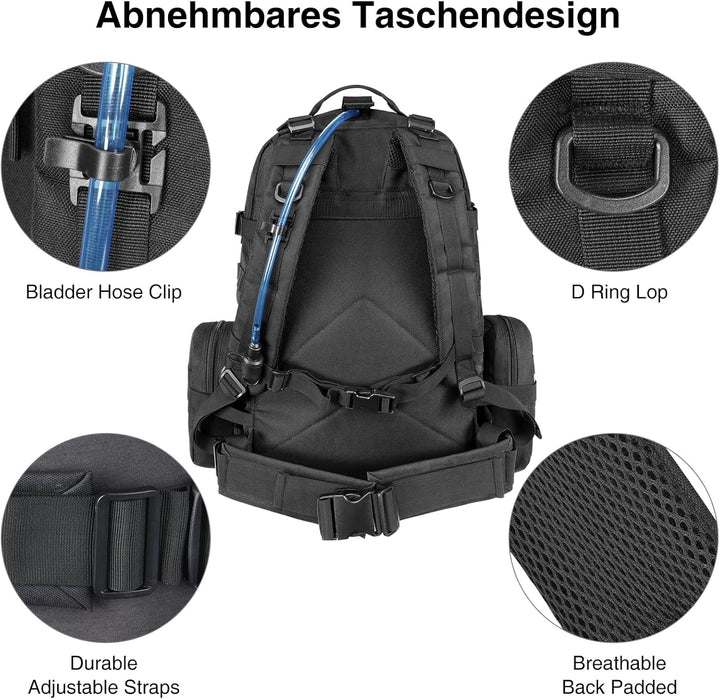 Taktischer Rucksack, 60L Militär Armee Rucksack, grosser Survival Molle Tagesrucksack für Herren und