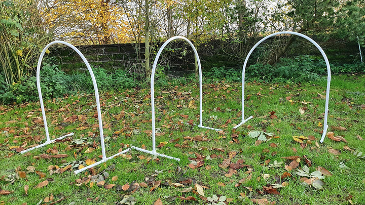 Generisch Wuzzmann 3 x NADAC Hoopers Bogen mit Ständer, VDH-KONFORM, PVC/ALU, weiss/grau, Hoop/Hoops