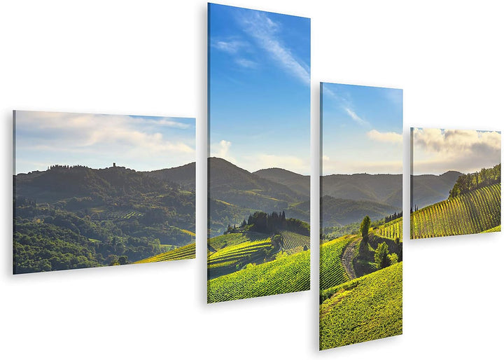 islandburner Bild auf Leinwand Radda Chianti Weinberg Panorama Sonnenuntergang Toskana Italien Herbs