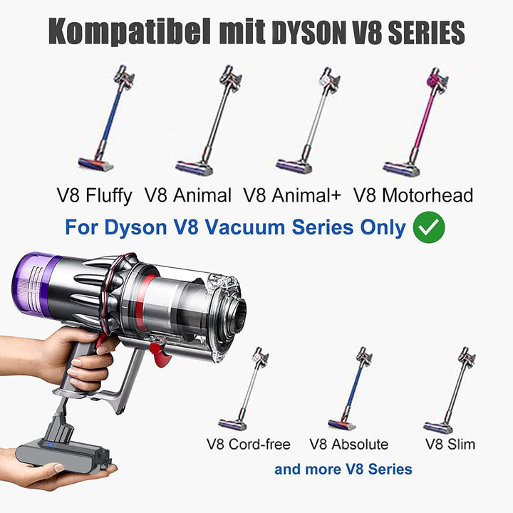 Verbesserter V8 8.0Ah/8000mAh SV10 Akku 215681 Ersatz kompatibel für Dyson V8 Animal/Absolute/Motorh