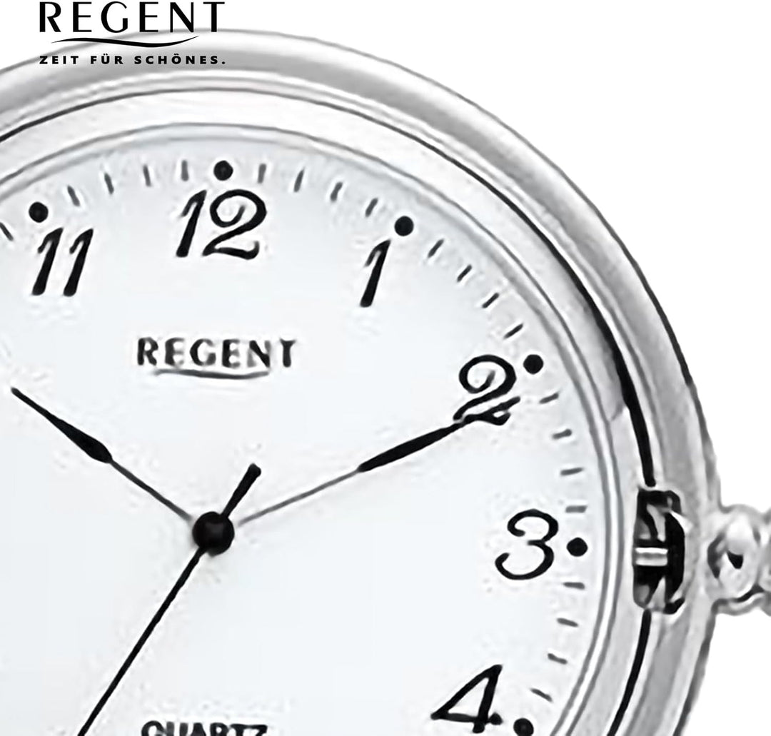 REGENT Herren Taschenuhr Savonnette Klappdeckel 47 MM Quarz Weisses Zifferblatt Arabische Zahlen P-7