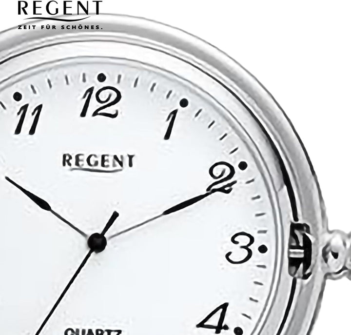 REGENT Herren Taschenuhr Savonnette Klappdeckel 47 MM Quarz Weisses Zifferblatt Arabische Zahlen P-7