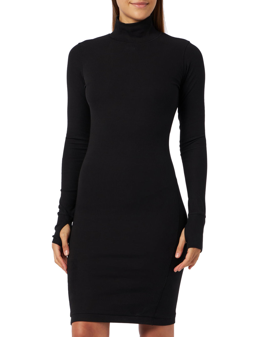 G-STAR RAW Damen Slim Rib Mock Ls Wmn Dresses M Schwarz (Dk Black D23500-d493-6484), M Schwarz (Dk B