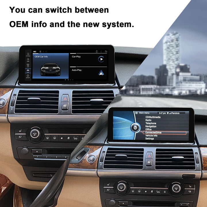 PEMP 10,25" Linux-Bildschirm E70 E71 CIC Wireless CarPlay Nachrüstung Android Auto, 1920 x 720 Displ