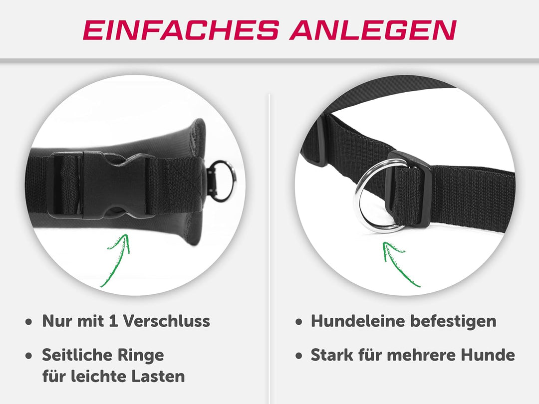 LASALINE Canicross Gürtel Bauchgurt für Hundeleine Dogtrekking Gürtel in Schwarz