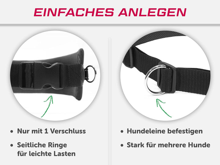 LASALINE Canicross Gürtel Bauchgurt für Hundeleine Dogtrekking Gürtel in Schwarz