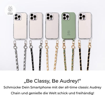 ETUUI Universale Handykette Audrey Chain Long Gold Creme Kette zum Umhängen I Handy Umhängeband komp