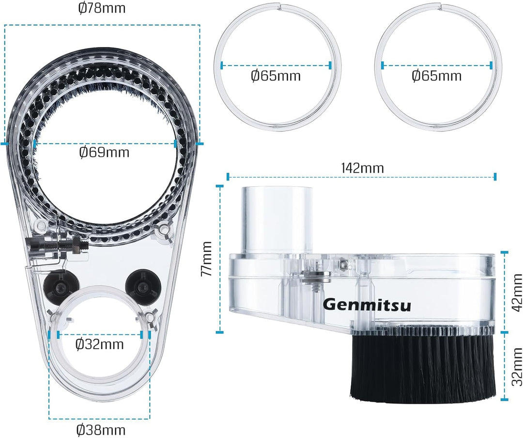 Genmitsu CNC-Staubschuh per mandrino da 65/ 69mm, Schlauchadapter-Aussendurchmesser 38 mm, rasparent
