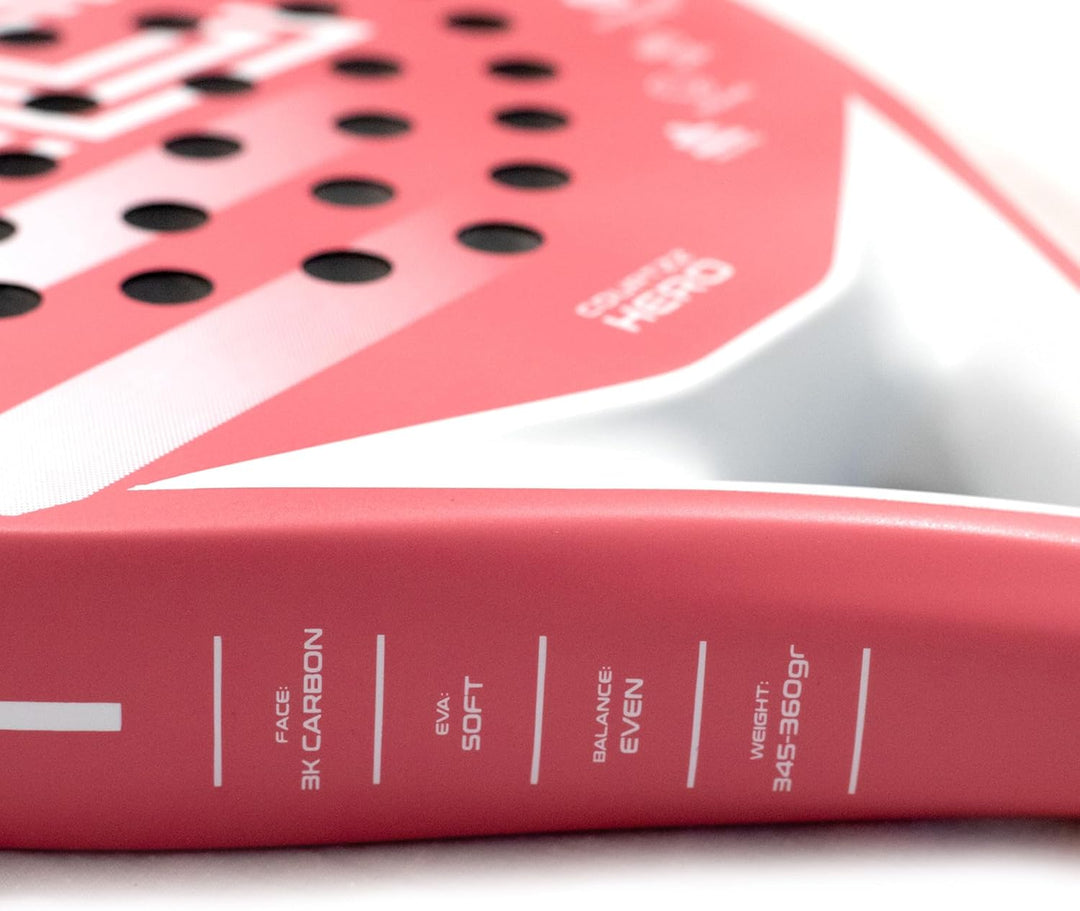 Hero Padel-Schläger, Runde Form, 3K Carbon, Eva: Soft, besonders leicht, Pink