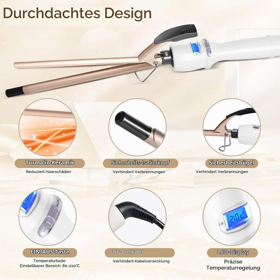 Unipampa 9mm Mini Lockenstab, Lockenstab Kleine Locken, Professional Keramischer lockenwickler 80-21
