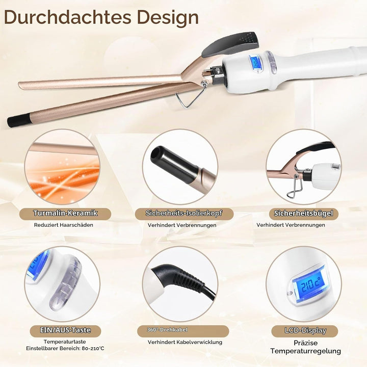 Unipampa 9mm Mini Lockenstab, Lockenstab Kleine Locken, Professional Keramischer lockenwickler 80-21