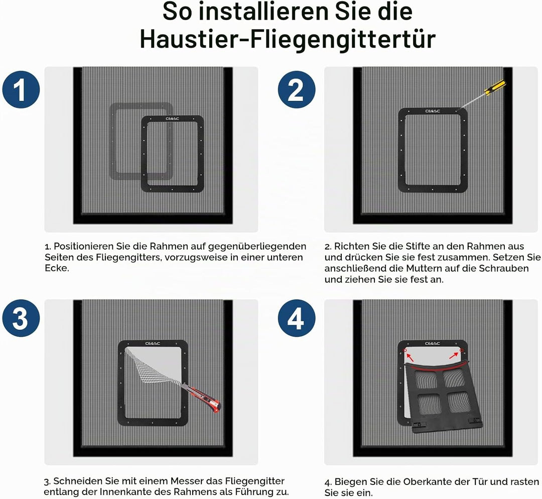 CEESC-Hundeschirmtür (Aussengrösse: 43 cm x 37 cm), abschliessbare Haustiergittertür für Hunde und H