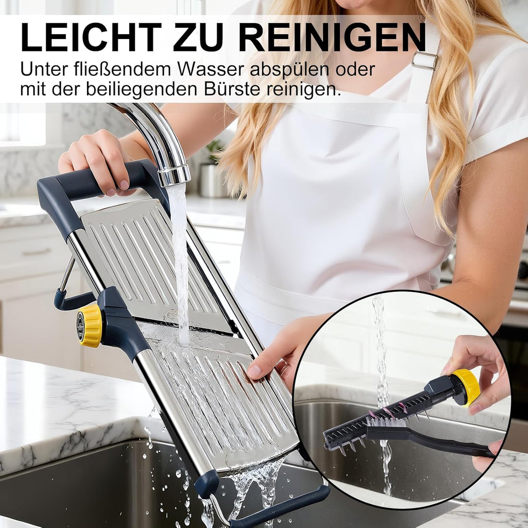 Masthome Mandolinenschneider Edelstahl - Professioneller 5-in-1 Gemüseschneider mit Einstellbarer Sc
