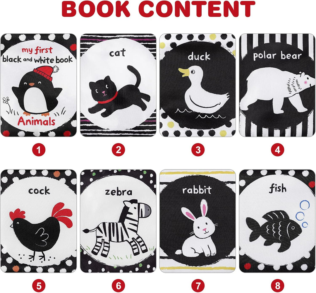 Toyvian 1 Stück Tuch Bücher Schwarz Weiss Label Tuch Buch Frühen Pädagogischen Buch Frühen Lernspiel