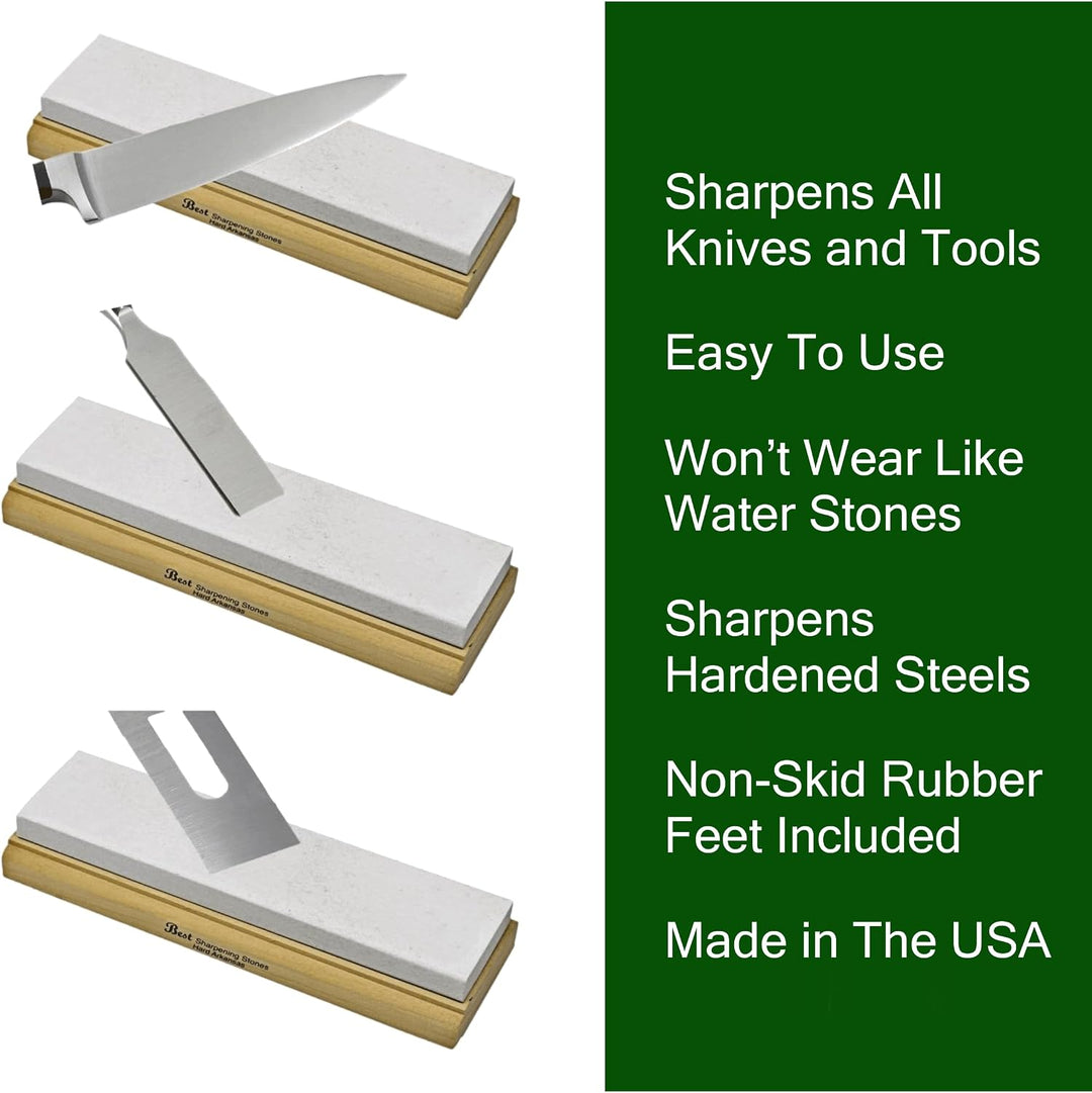 Arkansas Schleifstein-Set, Holzmontage, 20,3 cm