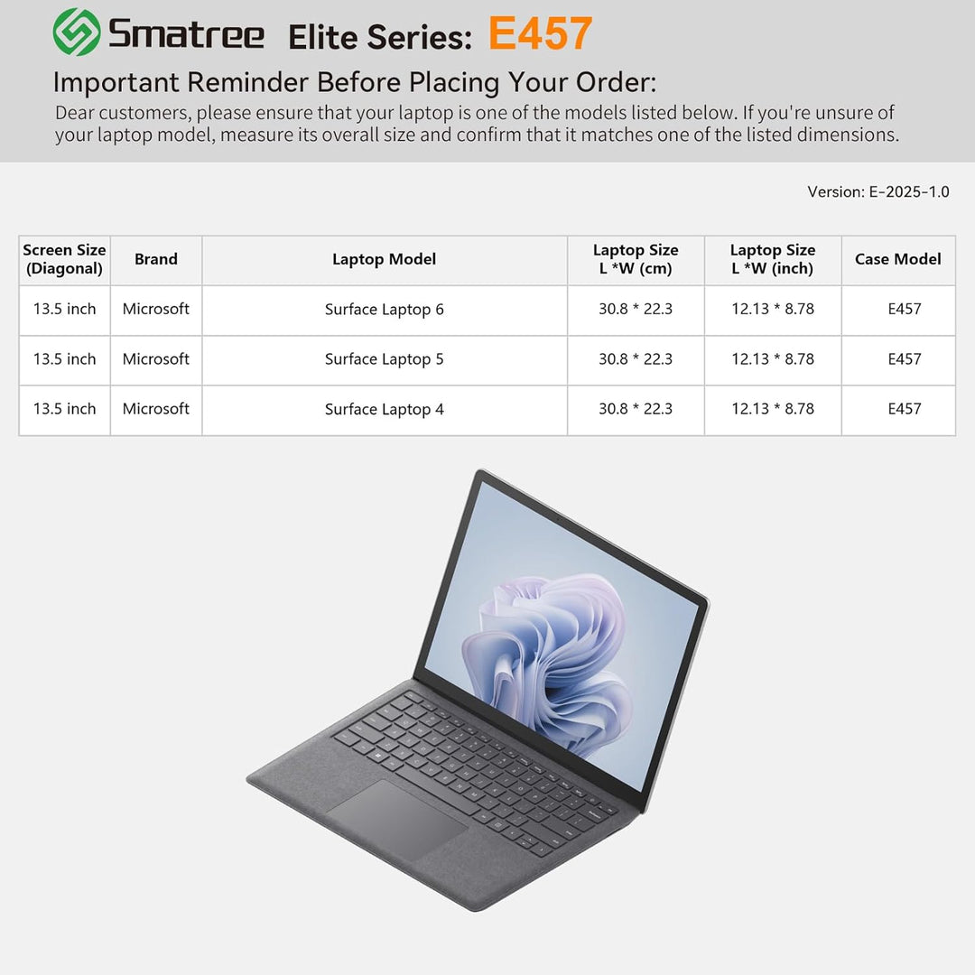 Smatree Laptop Schutzhülle für 13,5 Zoll Microsoft Surface Laptop 6/5/4, Schutzhülle mit Zubehörtasc