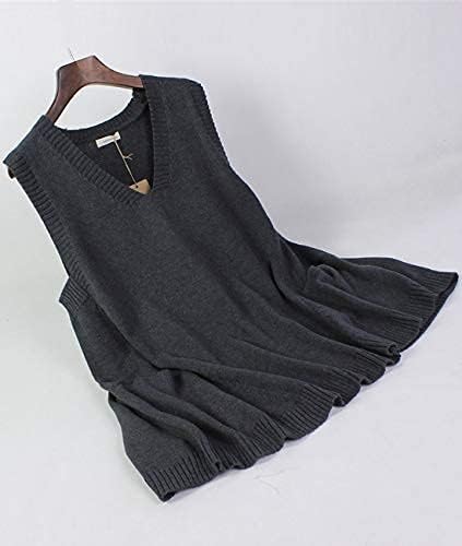 Janein Damen Pullunder ärmellos V Ausschnitt Stricken Weste Oversize Strickweste Beheizbare Tank Top