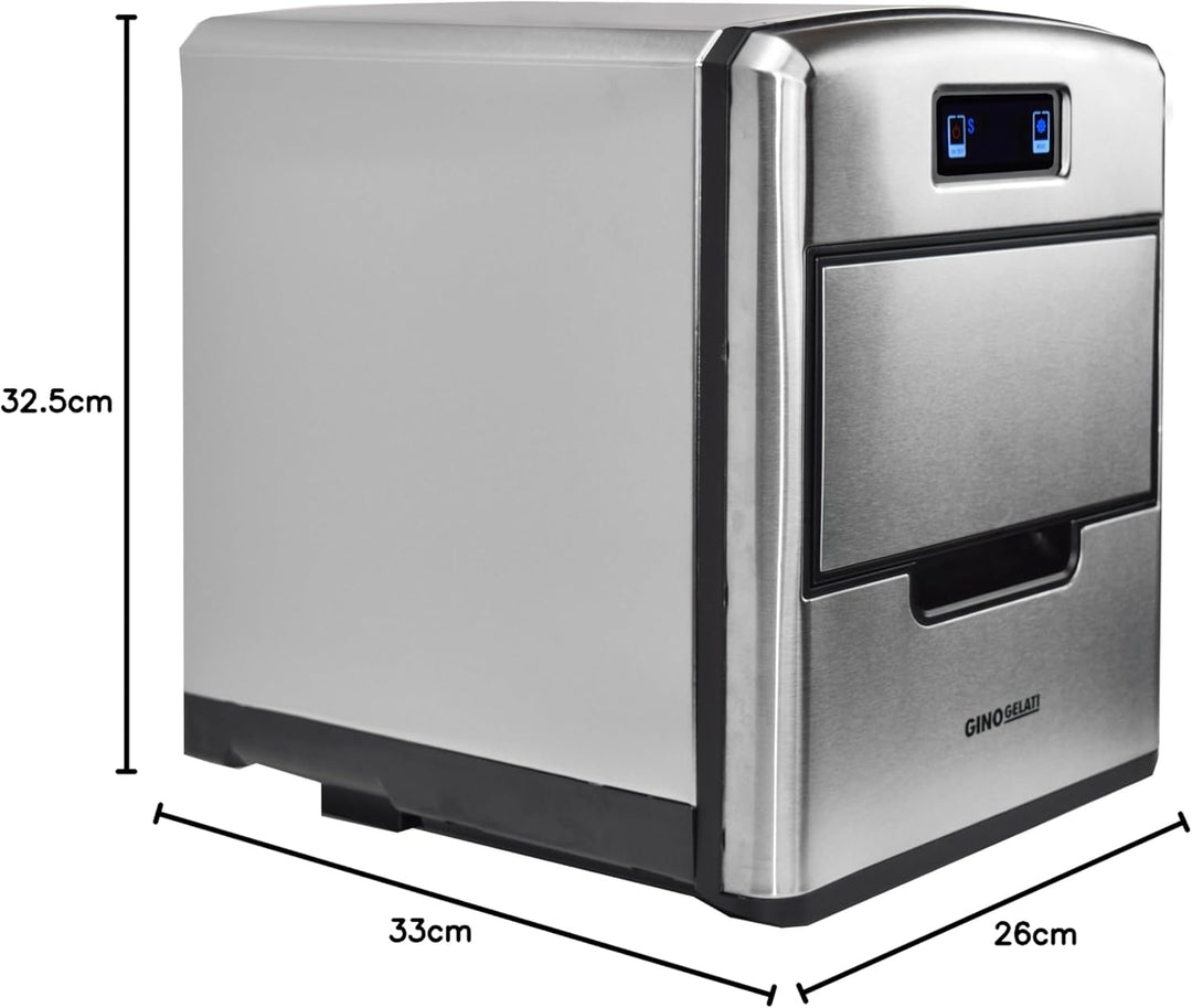 Gino Gelati GG-175W de Luxe Digitaler Edelstahl Eiswürfelbereiter Eiswürfelmaschine Icemaker