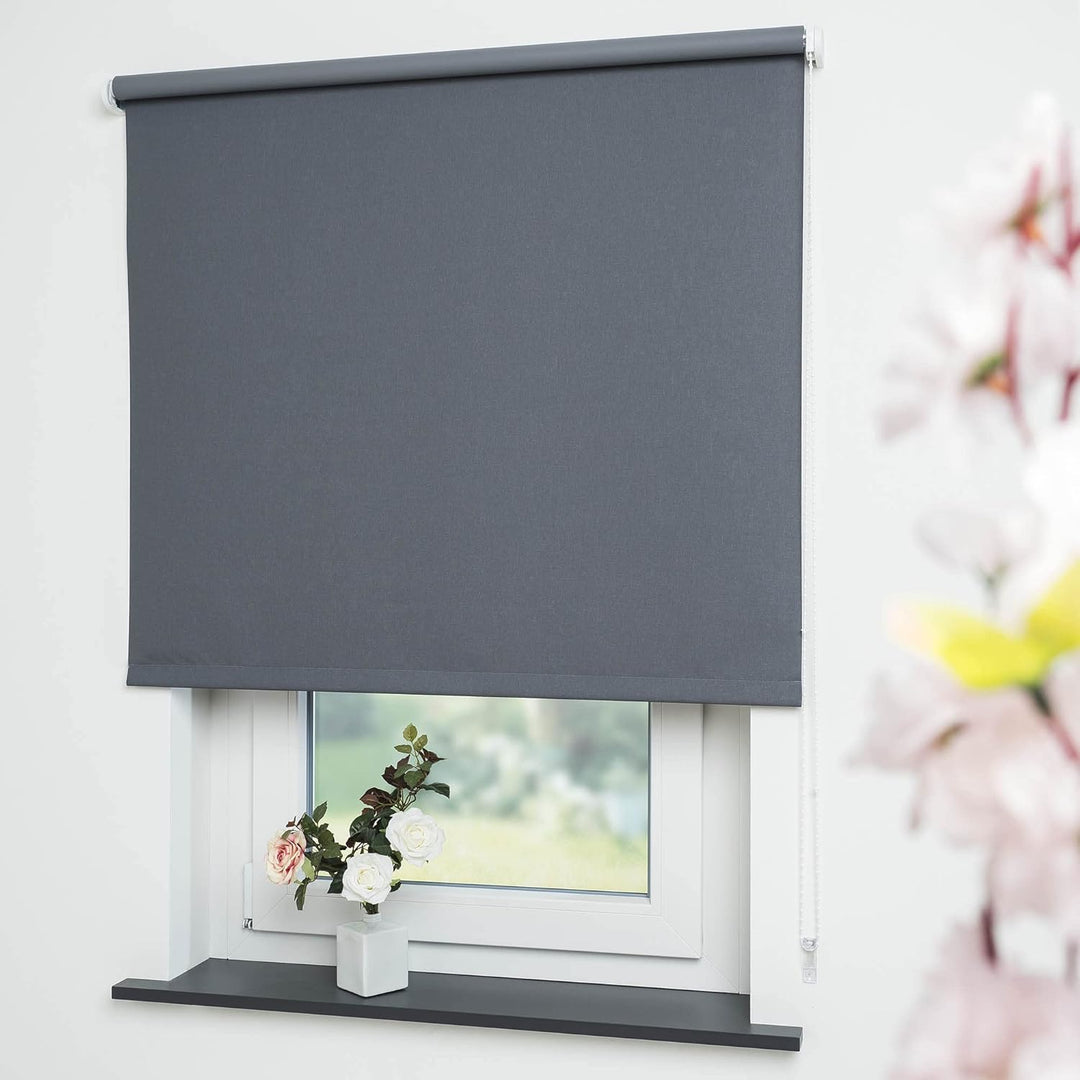 Liedeco® Rollo, Fenster Rollo, Kettenzug-Rollo / 62 x 180 cm (Breite x Höhe), dunkelgrau/Verdunkelnd