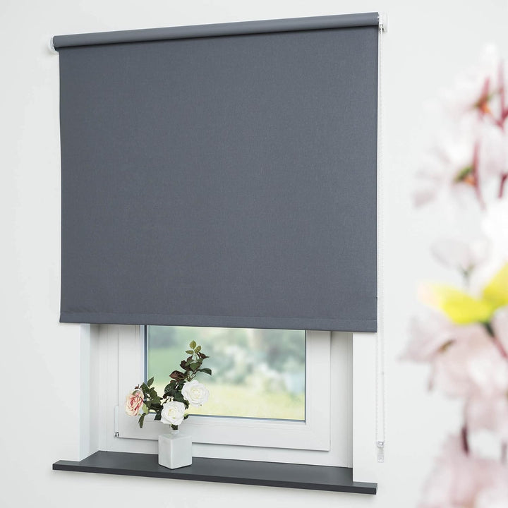 Liedeco® Rollo, Fenster Rollo, Kettenzug-Rollo / 62 x 180 cm (Breite x Höhe), dunkelgrau/Verdunkelnd