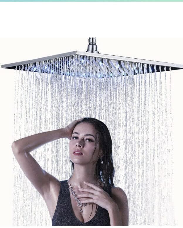 Regendusche Duschkopf 20 x 20 cm / 8 Zoll, 7 LED RGB Brausekopf Regendusche Quadratische Einbaudusch