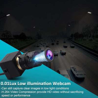 ELP 0.01 Lux Webcam 1080P Weitwinkel Einstellbar 2.8-12mm Vario Objektiv Low Illumination Minikamera