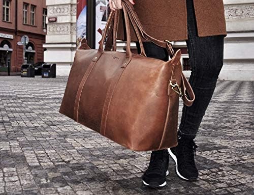 HOLZRICHTER Berlin No 11-1 (M) - Premium Weekender Reisetasche, Sporttasche & Handgepäck aus Leder -