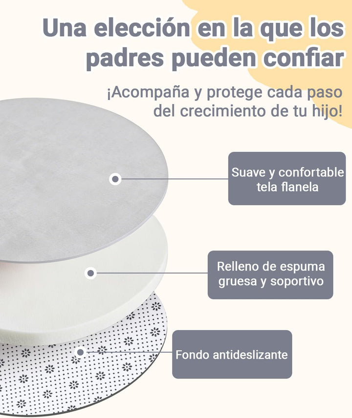 Dicke Krabbelmatte Baby Ø 120cm,Schaumfüllung Teppich Spielmatte Baby,Rutschfester Unterseite&Weiche