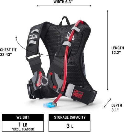 USWE Moto Hydro Hydration Pack - with Water Bladder, a High End, Bounce Free Backpack for Enduro and